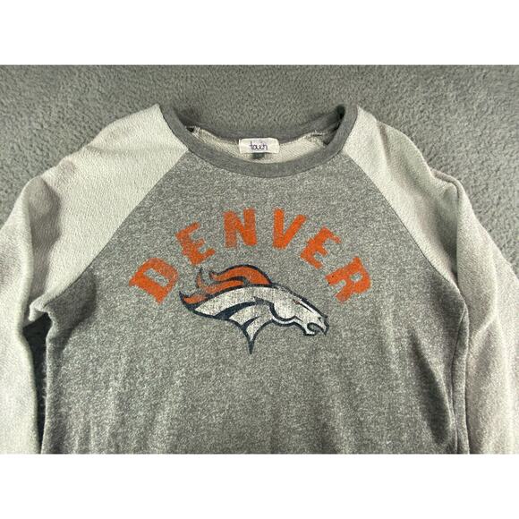 Denver Broncos Sweater Womens Large Gray Raglan Long Sleeve Football NFL Touch - Picture 2 of 10